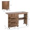 Costway Utility Sewing Craft Table Folding Design w/Storage Cabinet Wheels Brown